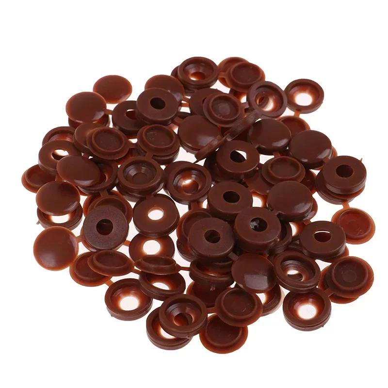 100Pcs Hinged Plastic Screw Cap Cover Nuts Fold Snap Protective Cap Button Screw Wood Furniture Decorative Nuts Bolts Hardware