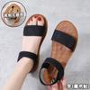 Beef Tendon Sole Sandals Flats 2021 Spring New Shoes Student Roman Shoes Beach Shoes Soft Sole One-word Women's Shoes