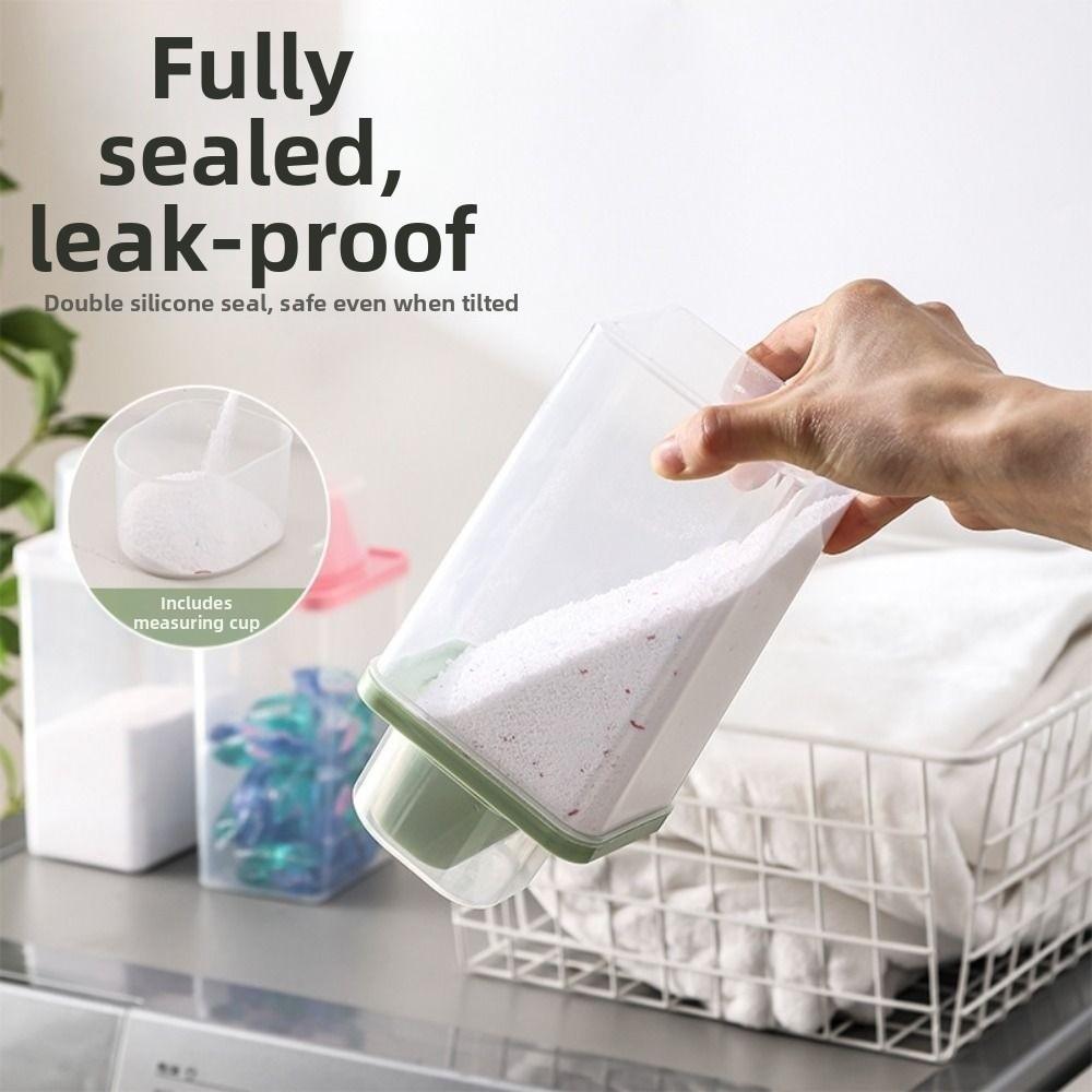 Transparent Washing Powder Storage Box with Measuring Cup Laundry Storage Container