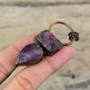 Afrikanischer Amethyst Rohanhänger Elektrogeformter Kupferanhänger Rosa Turmalin Anhänger Edelsteinschmuck als Geschenk Handgemachter Elektroformschmuck