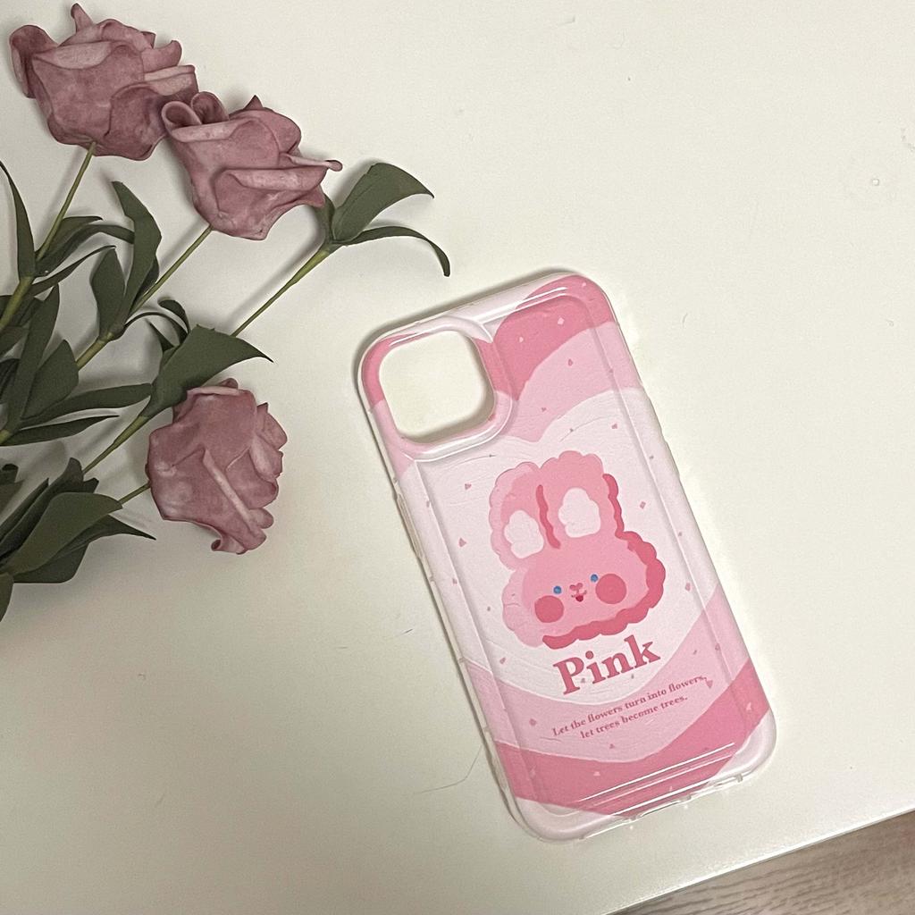 Ins Silikon Soft Clear Telefon Fall Für Iphone 11 13 Promax 12promax 14 Pro Max Cartoon Kaninchen Rosa Hase zurück Abdeckung Capa