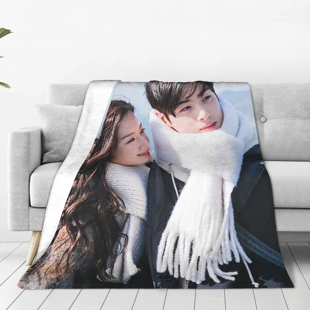 Flannel Throw Blanket True Beauty Series Hwang in Youp Cha EunWoo Warm Plush Blankets Soft Bedding for Bedroom Home Picnic Sofa