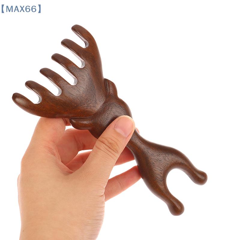 Sandalwood 6-Claw Wide Tooth Scalp Massager Anti-static Smooth Hair Brush Meridian Massage Comb Body Gua Sha Tool