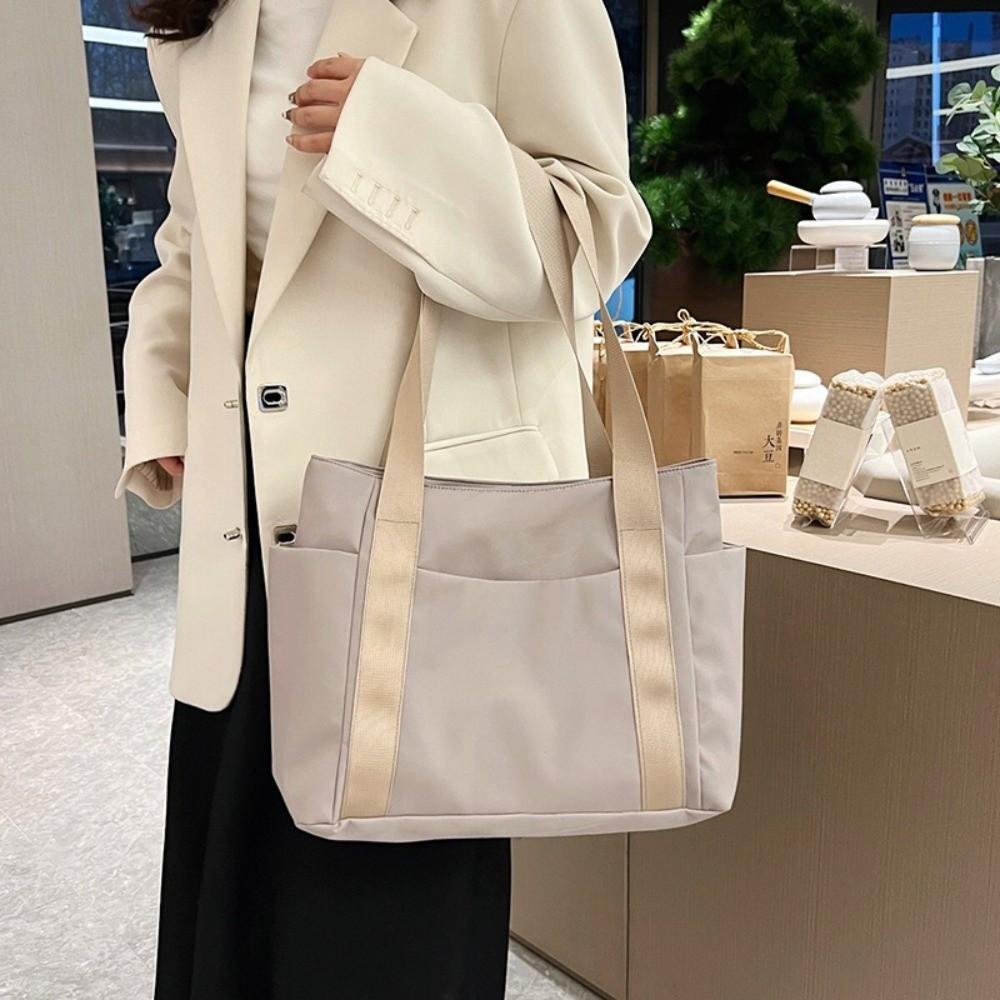 Solid Color Shoulder Bag Large Capacity Handbag Durable Travel Bag  College Student