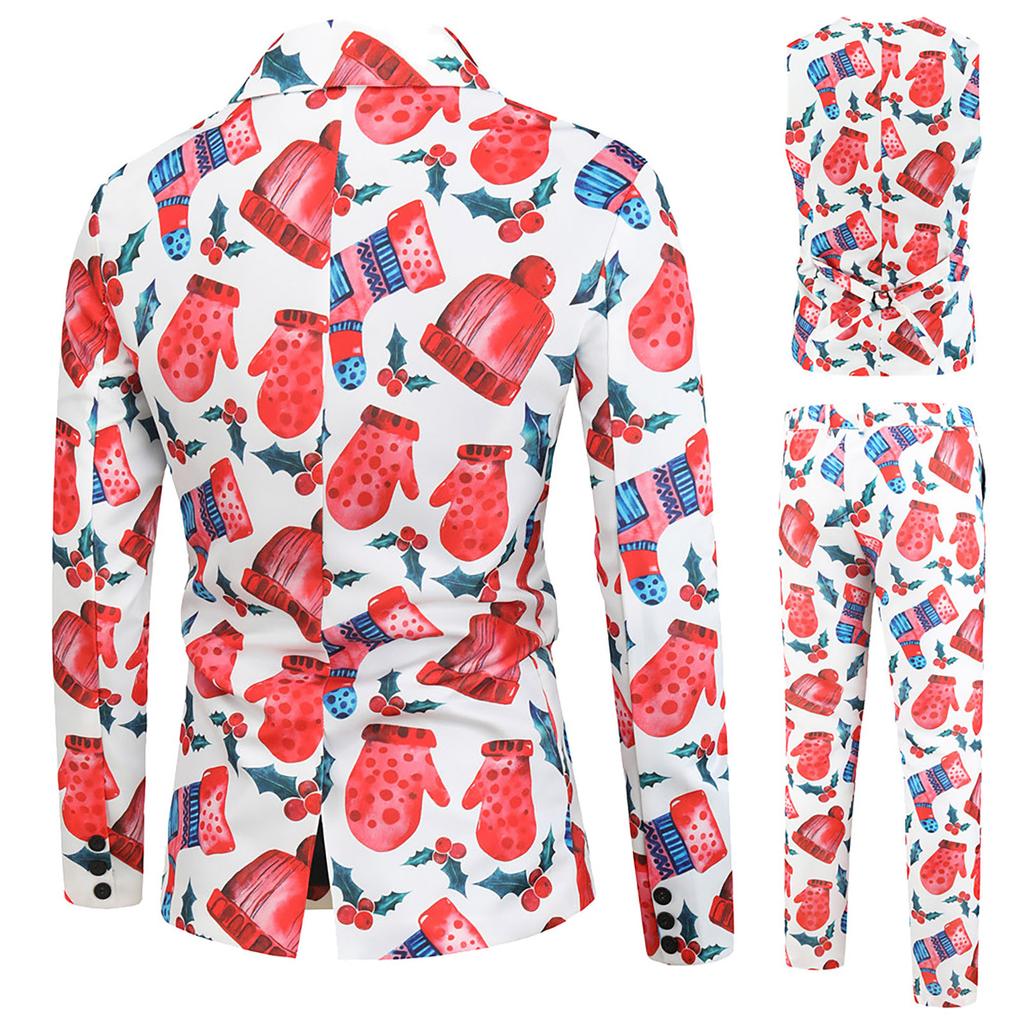 Men’s Suit Slim 3-Piece Suit Blazers Business Wedding Party Jacket Coat Vest& Pants