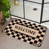 1pc Non-Slip Welcome Doormat with Rubber Backing - Machine Washable Polyester Entrance Mat, Grey And Black Checkered Welcome Sign, Suitable for Indoor
