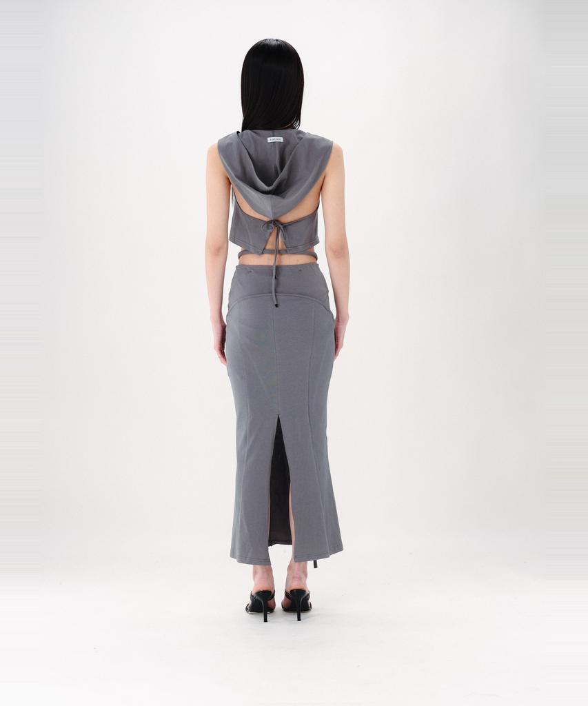 Nogtabeu Curve Strap Long Skirt Grey