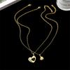 2pcs/Set Mother Daughter Heart Necklace Stainless Steel Splicing Engraved Letter Love Necklaces for Women Girls Mom Jewelry Gift