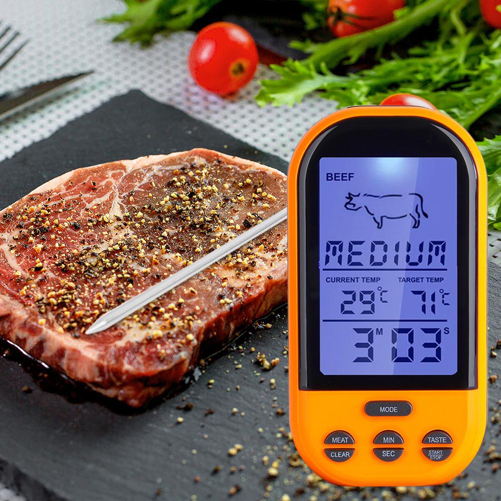 Trådlös Digital Mattermometer Timer Larm Kött Grilltermometer Sond Biff BBQ Temperaturmätare