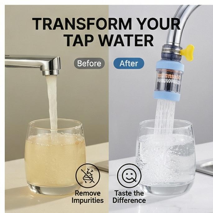 Filtr do kranu z 6-warstwową filtracją – Oszczędzający wodę, zapobiegający rozpryskiwaniu (Kamień Mafanowy) do kuchni