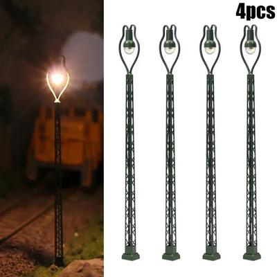 LED Landscape Lighting Pack Four Piece Set of Lattice Mast Lights Ideal for N Gauge Railway Layouts with Safety Features