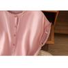 Women Solid Color Ruffle Linen Cotton Shirt Casual Cap Sleeve Breathable Summer Blouse