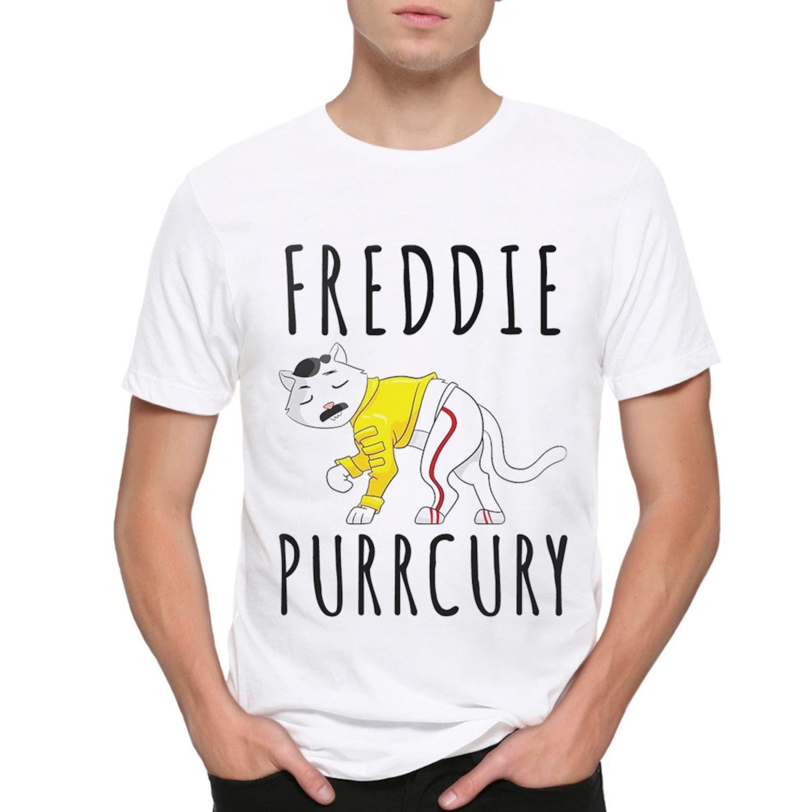 Freddie Purrcury Funny T-Shirt, Freddie Mercury Shirt, Men s Women s Sizes (met-163) 4XL