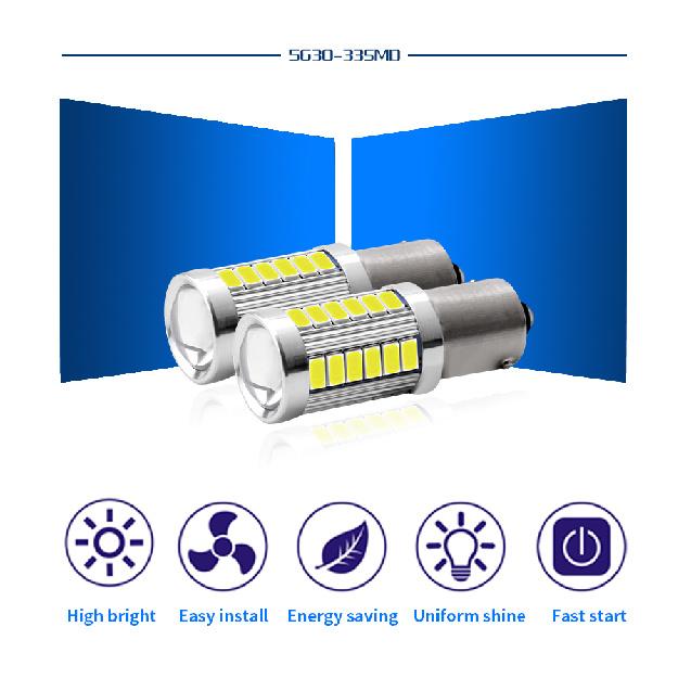 2pcs LED Car Lights 1156 BA15S BAU15S PY21W 1157 P21/5W 7440 7443 W21/5W High Bright 5630 33SMD Turn Signal Lamps DRL Bulbs 12V Bulbs 7