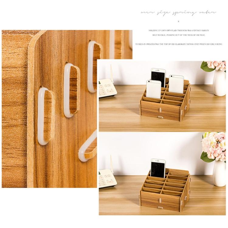 D-86 Office Conference Classroom Mobile Phone Storage Box, Style: 24 Grids (Walnut)