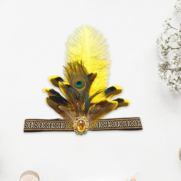 Indian Costume Hairband for Carnivals Party Festival Props Feathered Hairband Indian Hairhoop Cosplay Headwear