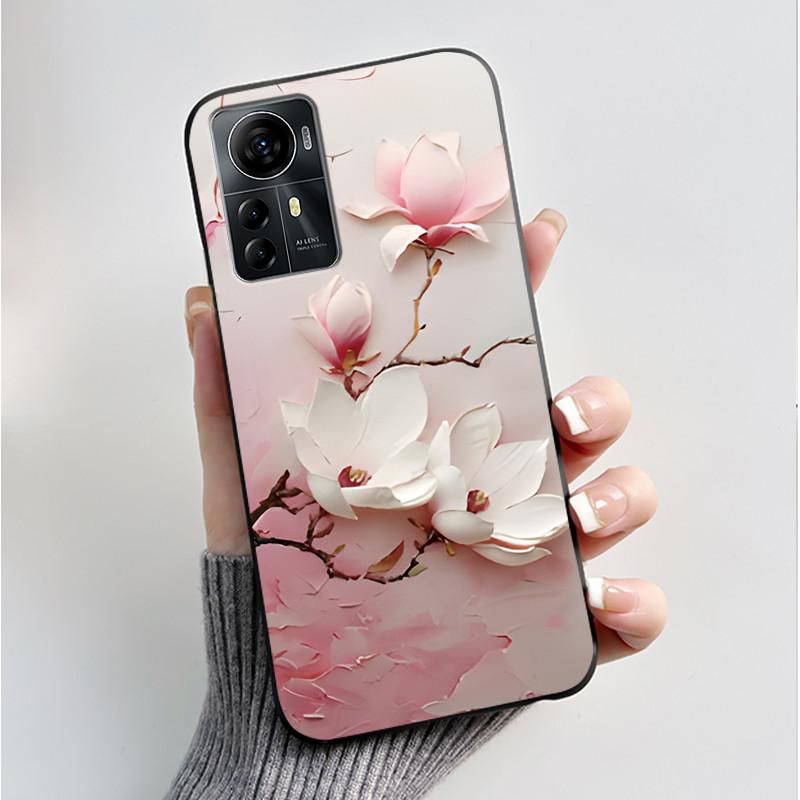 Für ZTE Blade A72S A7050 Hülle Für ZTE Blade V41 Smart Cover Luxus Mode Schmetterling Blume Silikon Weich Schwarz TPU Stoßfänger Schale