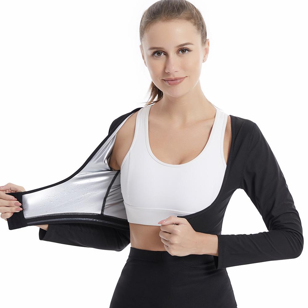 Langärmliger Arm-Schlankheitsformer für Frauen, Polymer-Sauna-Schweißweste, Workout-Tanktops, Formwäsche, Armtrimmer, Gewichtsverlust, Taillentrainer-Shirt