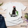 Zabawny czarny kot przewracający choinkę Kot Świąteczny T-shirt Unisex T-shirt