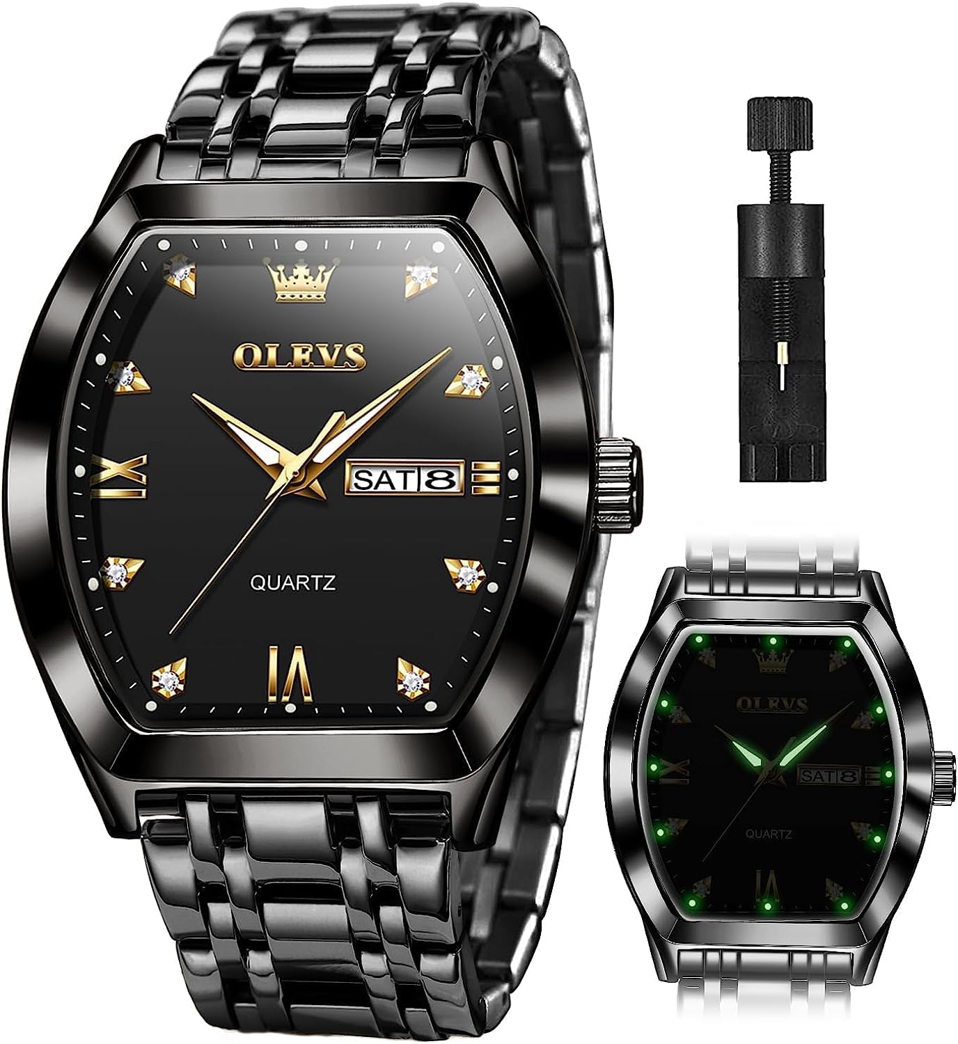 

OLEVS Watch Men s Business Arm Watch Men s Watch Square Dial Waterproof Luminous Quartz Date Watch for men black