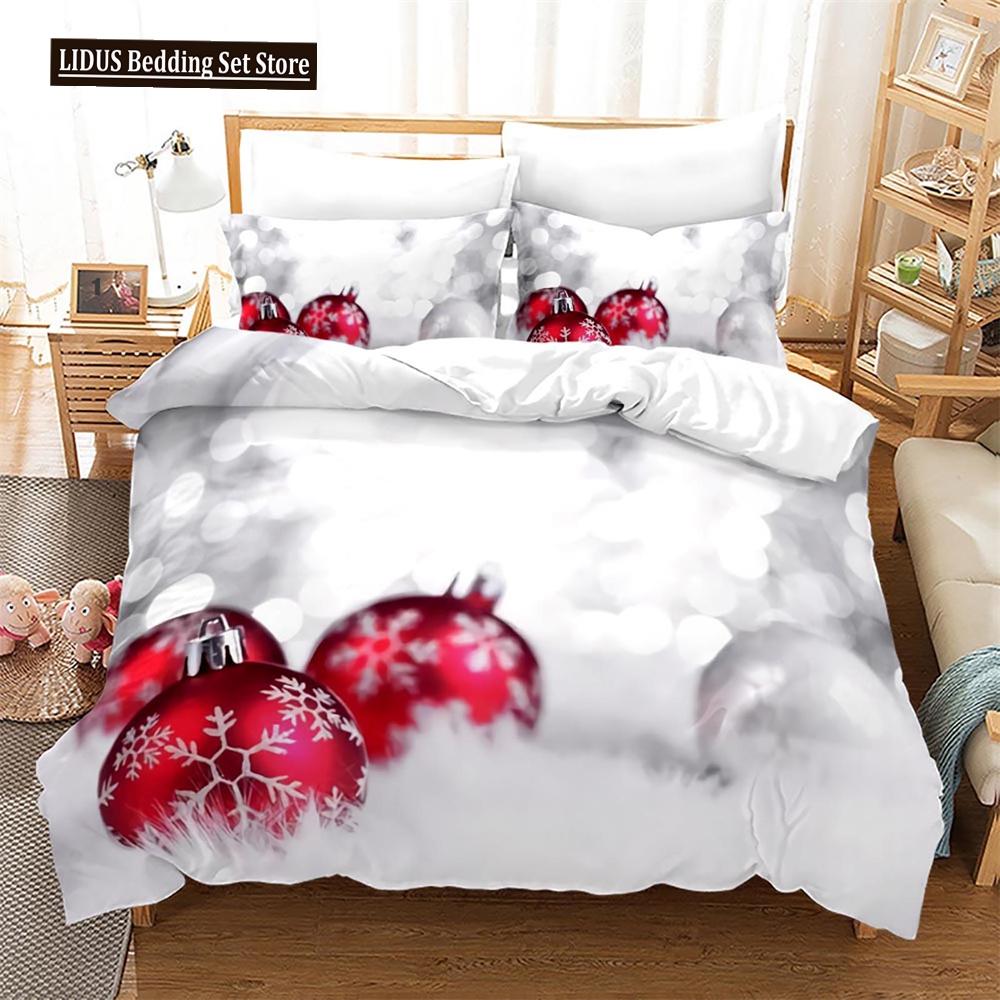 Weihnachts-Bettbezug-Set King Queen Full Size Winterthema Schneemann-Muster Polyester Bettdeckenbezug für Kind Festivalgeschenk
