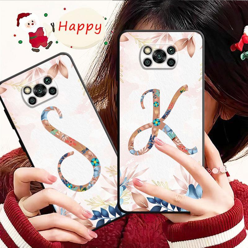 Blumenmuster Blatt Buchstaben Kunst für Xiaomi Poco X3 Nfc X4pro X5 M3 für Mi 12 13 11 10 10t 8 Note10 Lite 11ultra 11t Pro F1 Abdeckung