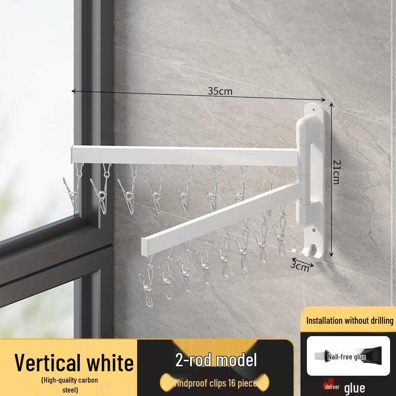 Wall-Mounted Folding Clothes Drying Rack for Socks, Underwear, and Underpants with Clips.