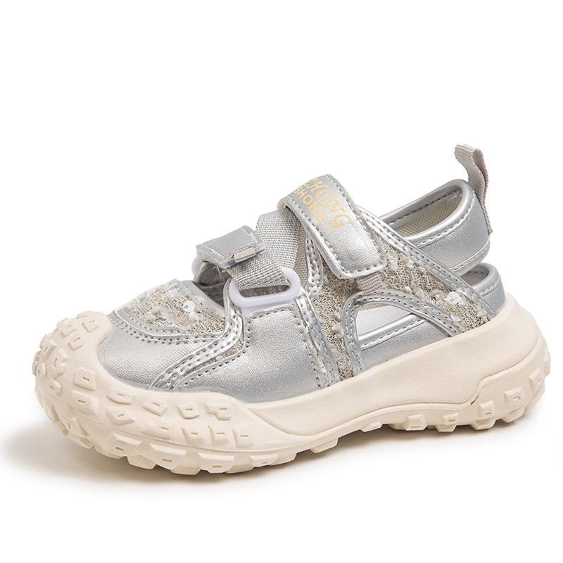 

Летняя детская мода дышащая повязка на голову спортивная и повседневная обувь каркасные уличные сандалии пляжная обувь детская обувь 31 серебряный