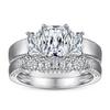 Princess Square Row Diamond Ring - Women's S925 Sterling Silver Micro-set Zircon Square Diamond Ring