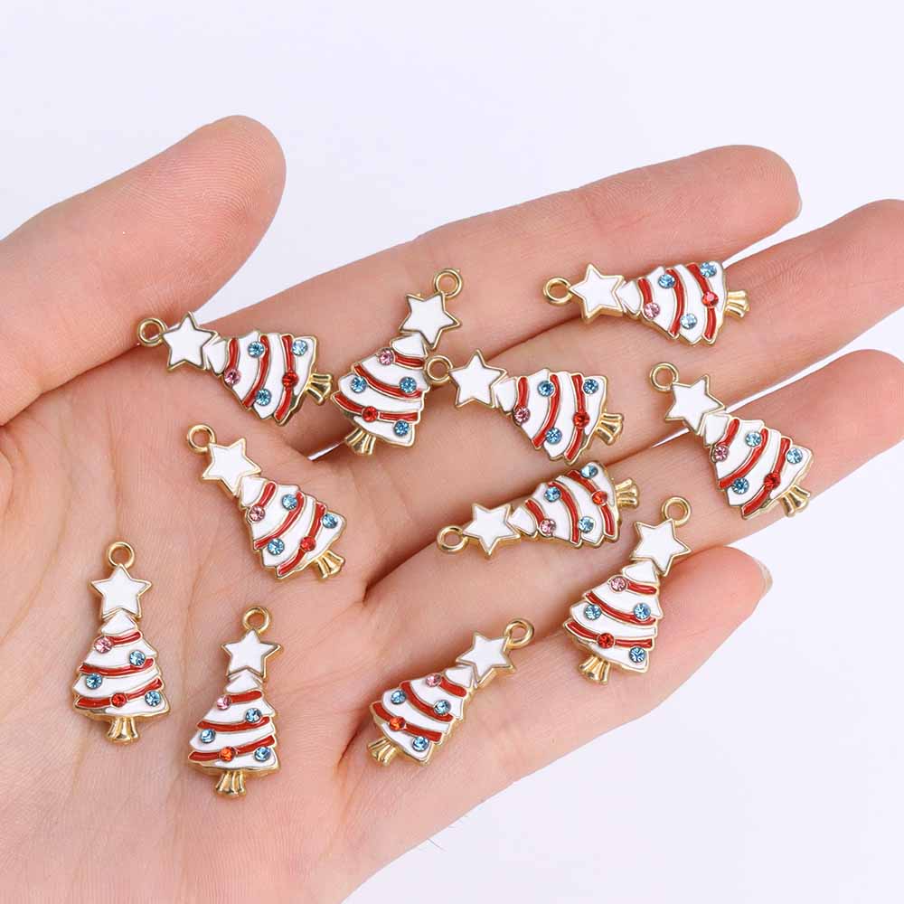 10Pcs Shiny Snowflake Charms Jewelry Making Women's Zircon Necklace Earrings Party Gift Festival Clavicle Chain Jewelry Pendant