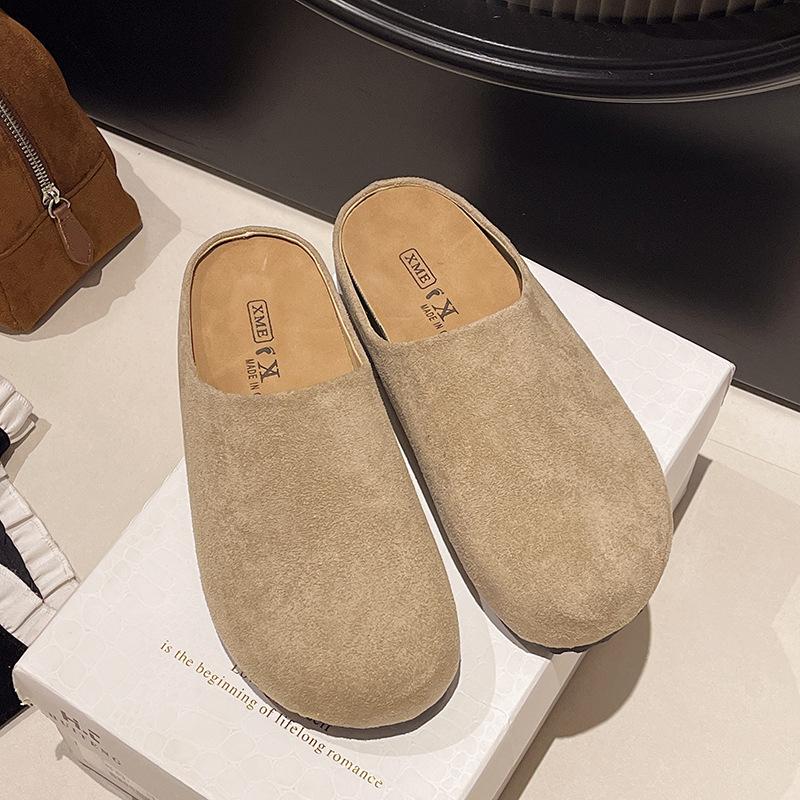 

туфли-полусапожки на толстой подошве с сумкой на носке женские весна 2025 новые универсальные ретро туфли-мюли с одним ремешком для ленивых 40