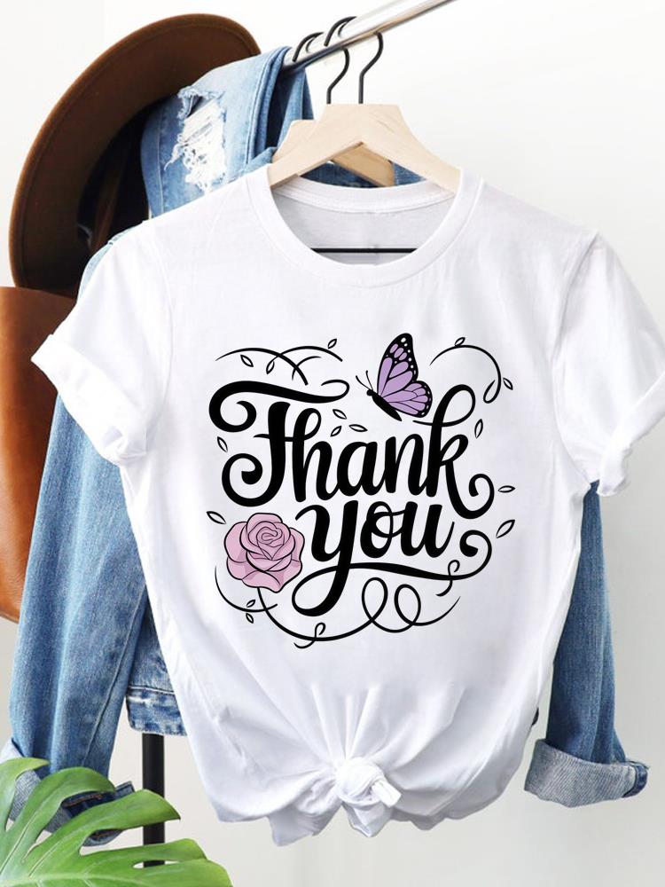 (Asian Size) Clothing T Shirt Women Fashion Tee Top Woman Print travel flower cute Female Short Sleeve Graphic T-shirts