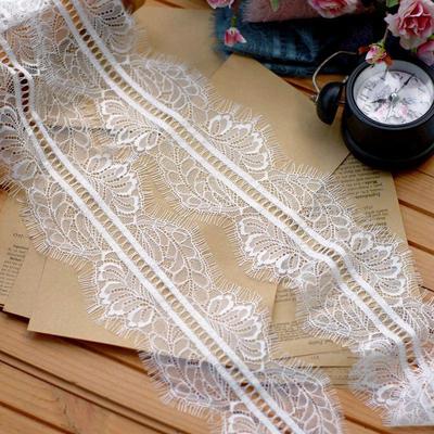 3 metros negro blanco pestañas encaje flor DIY falda dobladillo mangas escote encaje ropa velo decoración Material tela