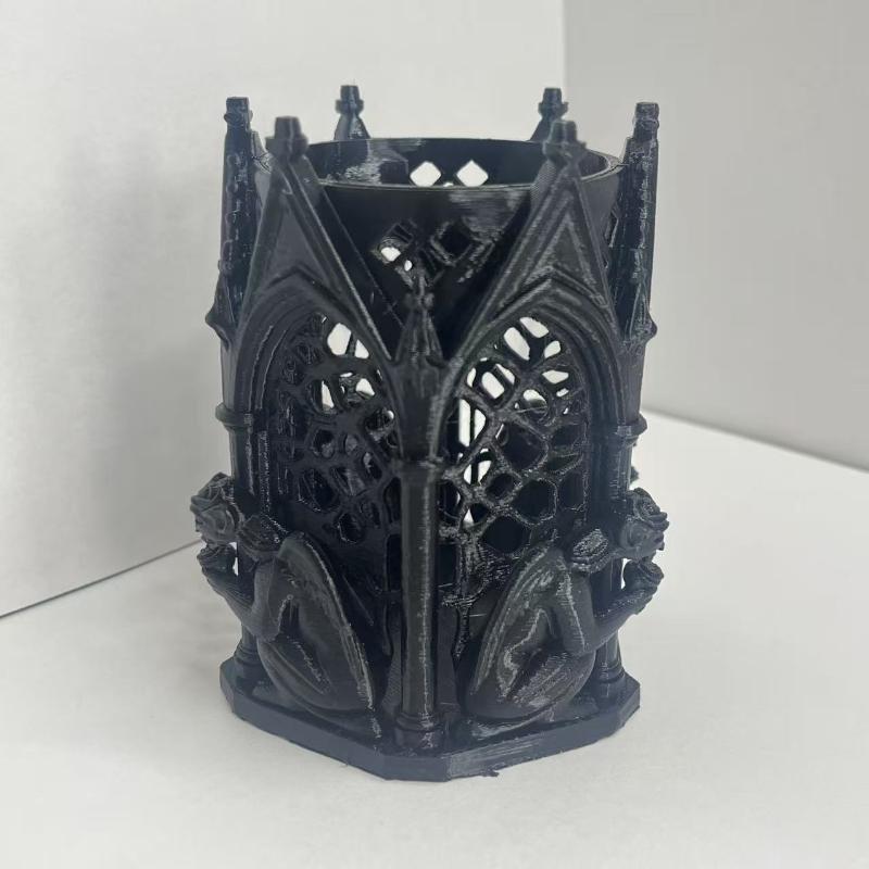 3D Printed Gothic Pen Holder Multifunctional Storage Box Eco-friendly Material for Office Stationery Vanity Use