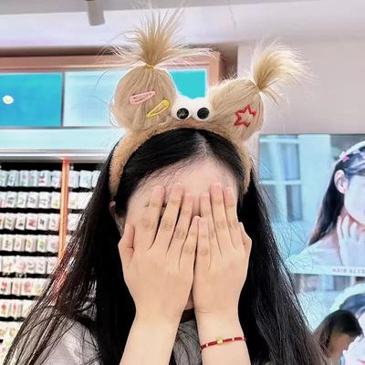 Girls Plush Face Wash Headband Soft Absorbent Makeup Hair Band Cute Doll Design Bath Shower Hair Accessories for Skin Care