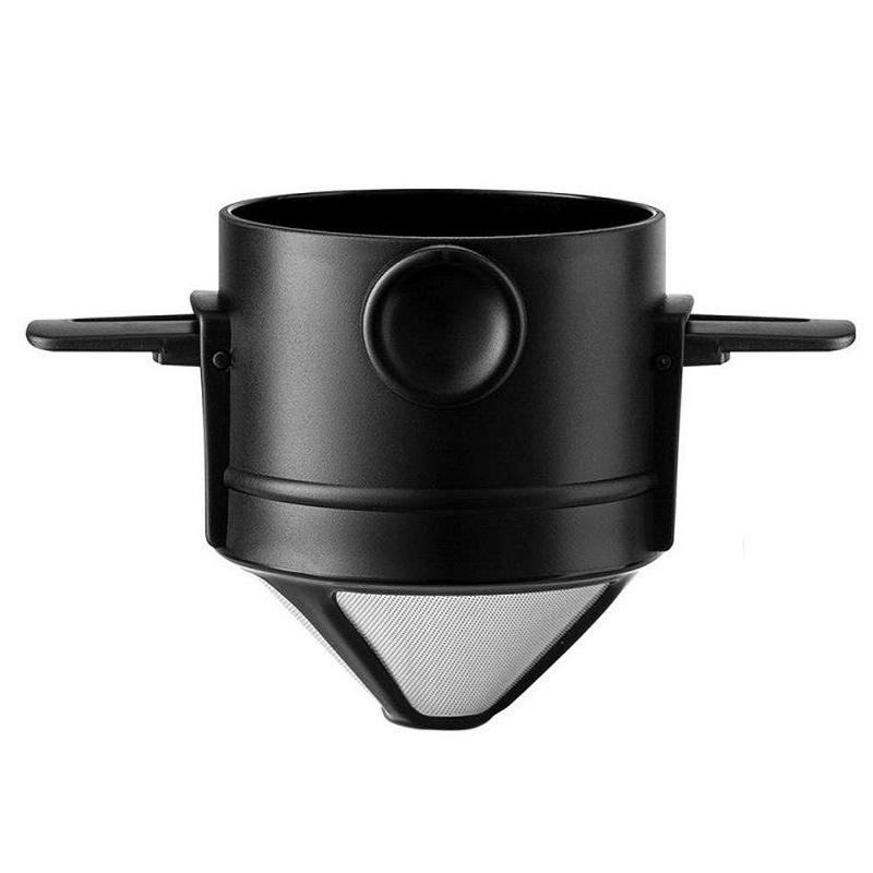 Pour Over Coffee Dripper Portable Stainless Steel Coffee Filter Reusable Mini Collapsible Paperless Single Serve 1 Cup JT587