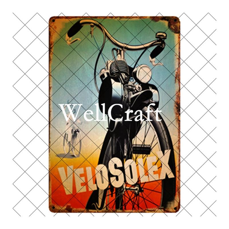WellCraft Cartelli in Latta per Biciclette Velosolex Targhe Murali Retro per Bici Decorazione Pub WX