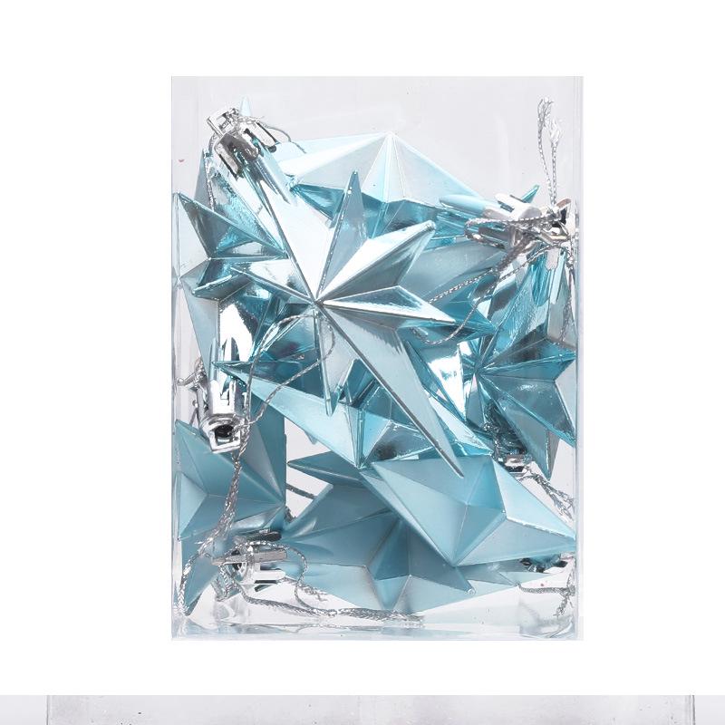 

Елочные украшения в виде восьмиугольной звезды, цветной гальванический пластиковый декор. 12 per box светло-синий