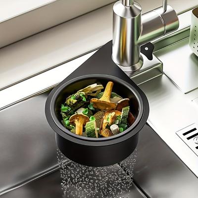 1pc Black Swan Stainless Steel Sink Strainer Basket, Modern Metal Faucet Hanging Corner Filter for Kitchen Waste, Durable Sink Organizer