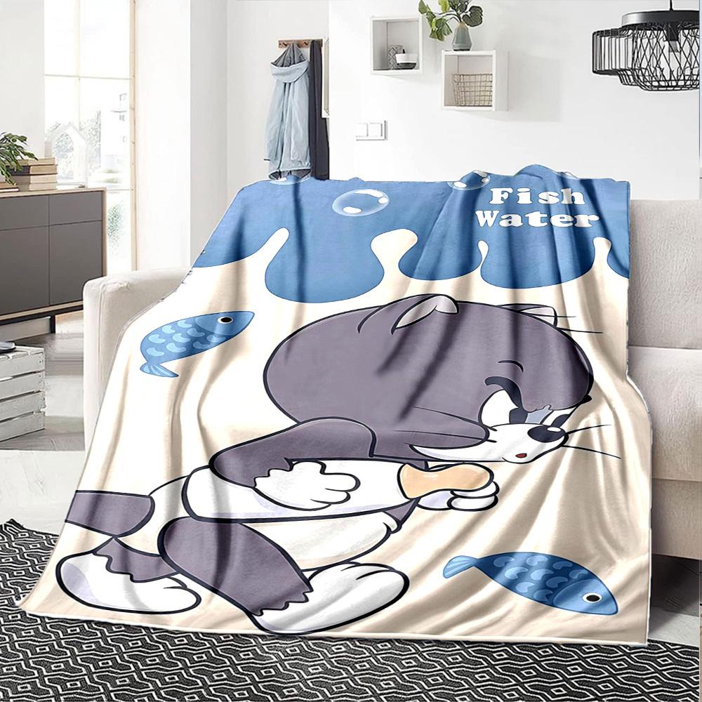 1pc Fish Water Blanket Lightweight Flannel Throw for Sofa Bed Travel Camping Livingroom Office Couch Chair 1112KK