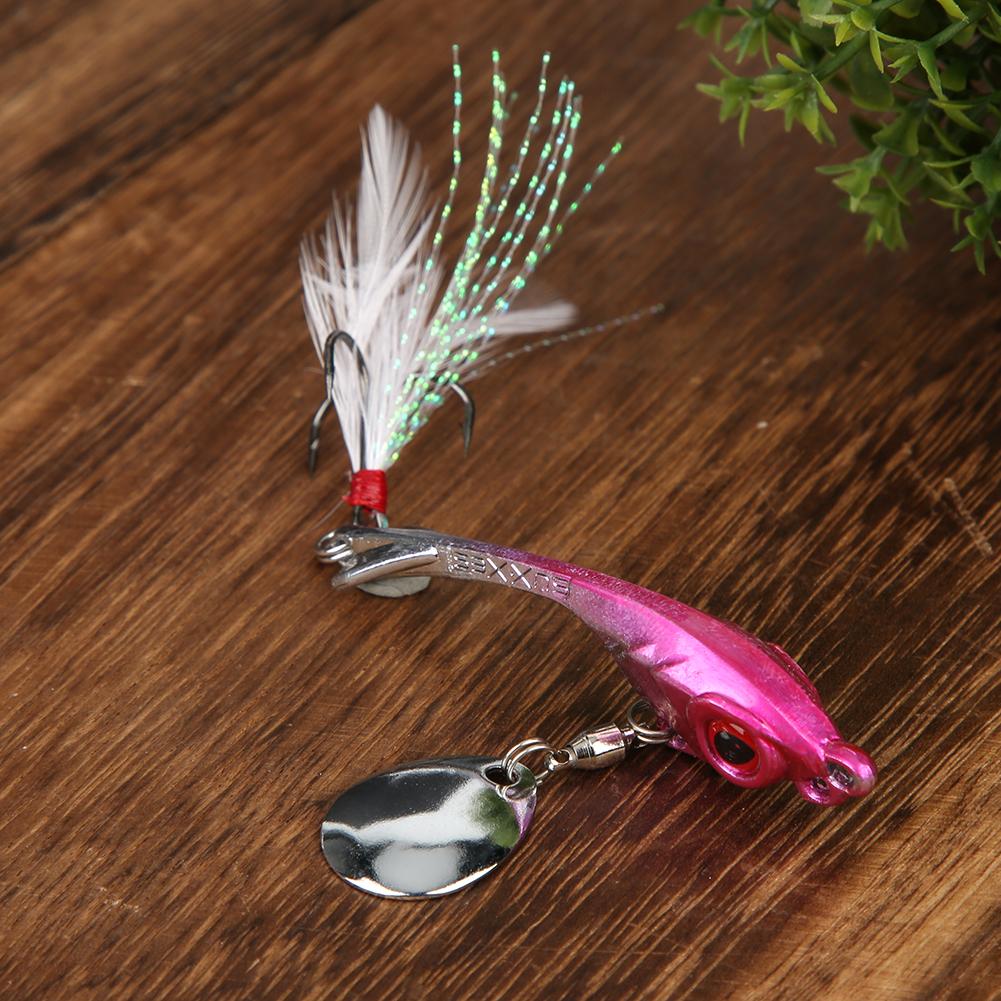Zinc Alloy Rotating Feather Hook Sequin Lifelike Artificial Bait Fishing Lure Swimbait Accessory