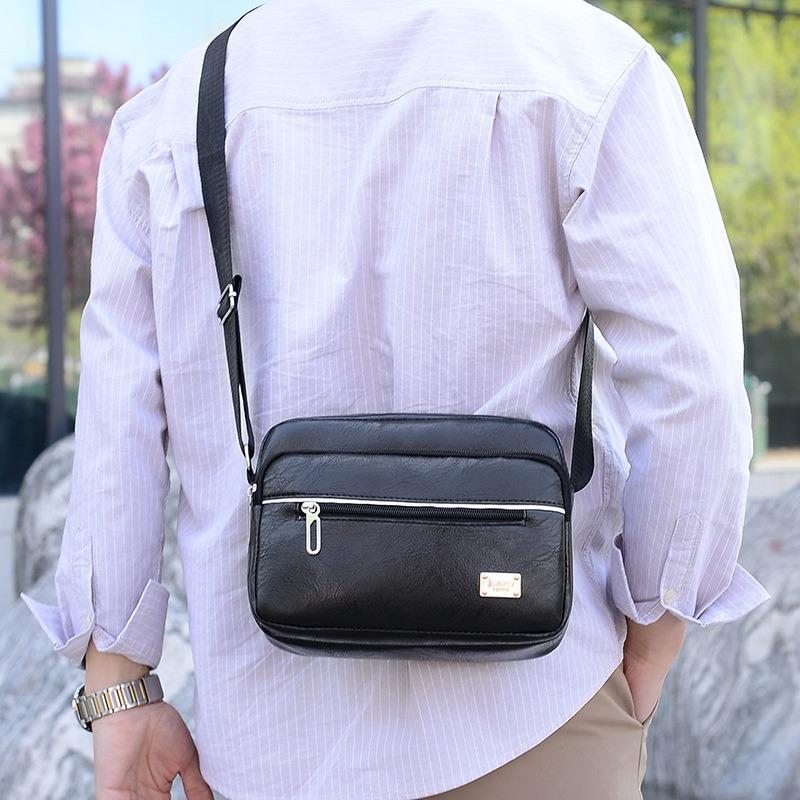 Fashion Men Messenger Bags PU Leather Handbags for Man Male Crossbody Bag Casual Storage Shoulder Bag Zipper Direction Random