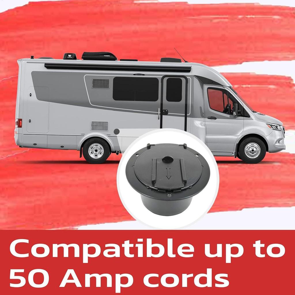 Wohnmobil-Kabelabdeckung, Wohnmobil-Steckdosenabdeckung, Camper-Stromklappe, Runde schwarze Wohnmobil-Kabelabdeckung