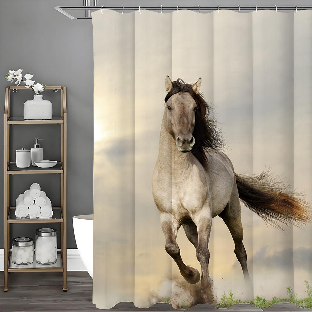 

Занавеска для душа Prancing Horse Prairie, Декоративная занавеска для душа для ванной, Водонепроницаемая занавеска для душа с крючками 90*180cm