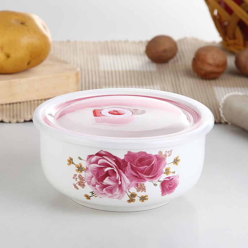 ZISIZ Zestaw Ceramicznych Pojemników na Żywność z Motywem Kwiatowym - 3 sztuki