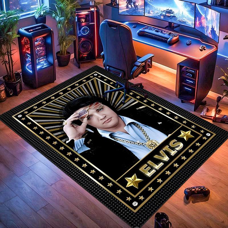 Elvis-themed rug, suitable for living room, bedroom, game room, computer room and home décor.