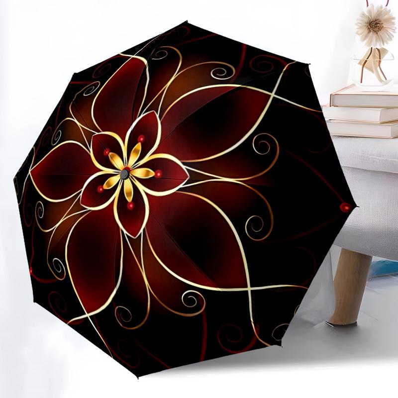 1pc Floral Mandala Automatic Opening/Closing Umbrella with Operation & Windproof Canopy - Folding Design, Holiday Gift yy260225173