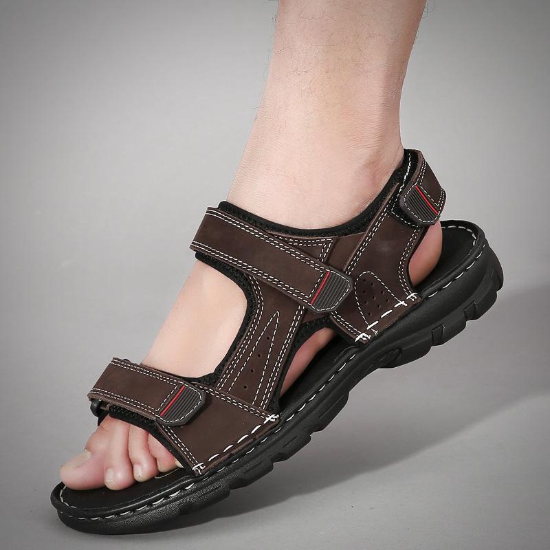 Sandals Velcro open-toed hollow breathable men's shoes summer new non-slip hiking outdoor sports large size trendy shoes men