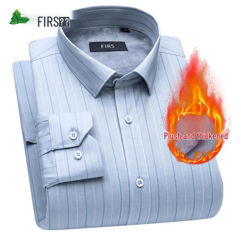 FIRS Men's Warm Business Casual Striped Flannel Shirt