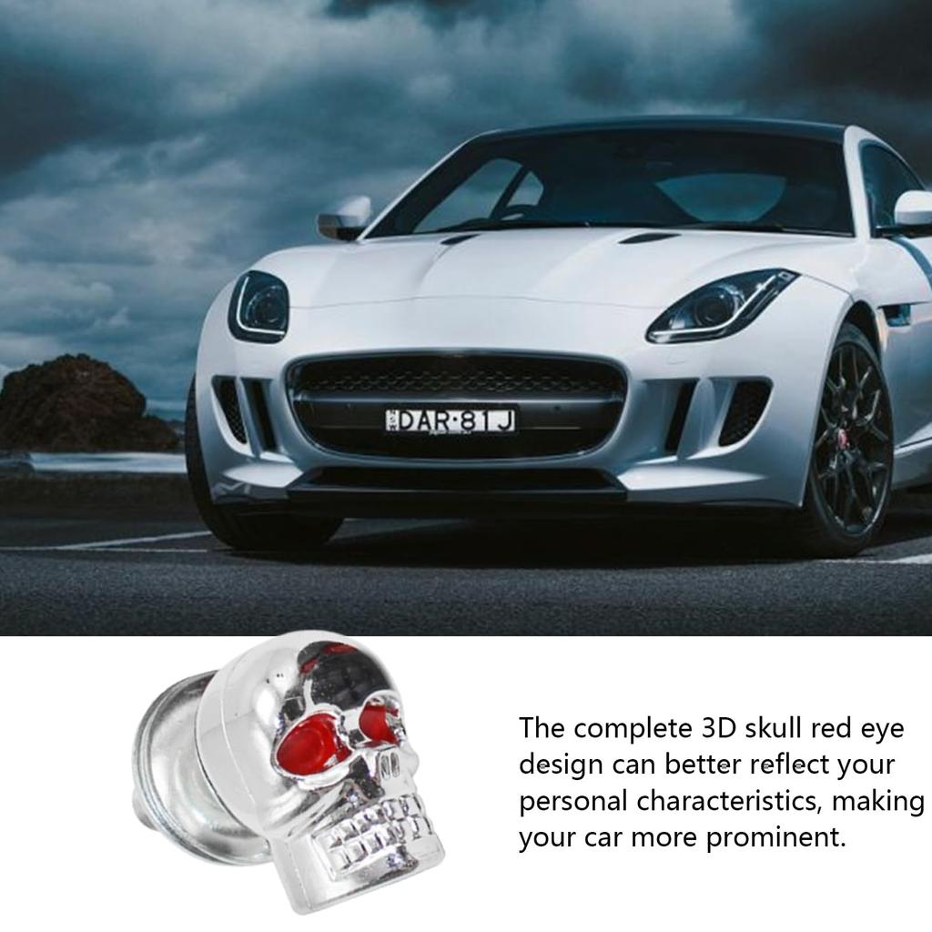 Skull Head Screw | Skull Red Eye Design for License Plate Bolts and Nuts